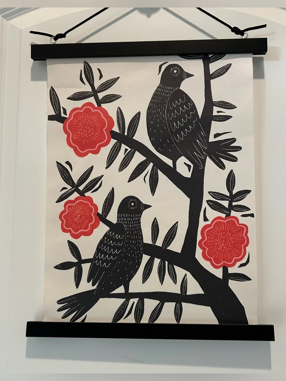 IKEA Wall Hanging Art bird flowers poppy roses nature apartment door dorm decor